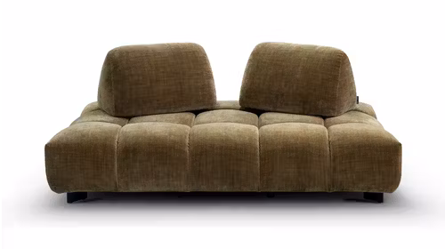 Canapea liniara Modena cu perne mobile, textil Chenille Golden Khaki