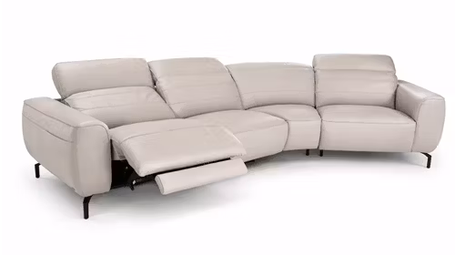 Canapea modulara Zenith cu recliner electric stanga, piele Denver Smoke