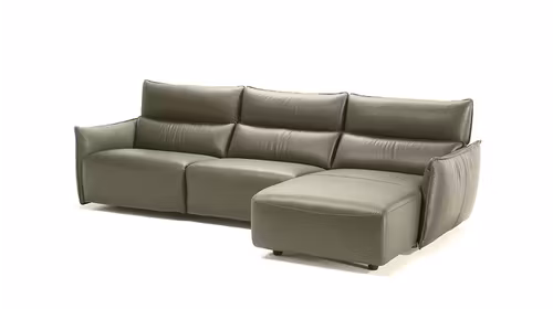 Canapea Stupore Piele Denver Medium Grey, sezlong dreapta