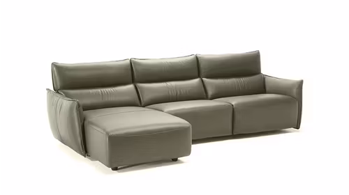 Canapea cu sezlong Stupore Piele Denver Medium Grey, stanga