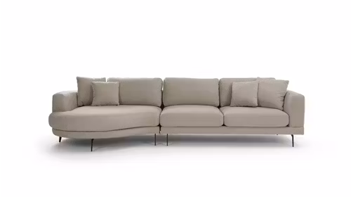Canapea de colt cu sezlong Carini Bouclee Beige, stanga