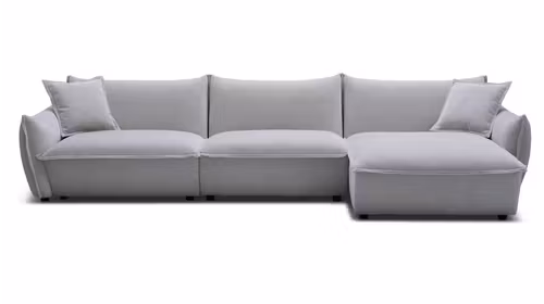 Canapea cu sezlong June Grey, dreapta, cu tapiterie textila V2030-12 Grey si design contemporan pentru living modern.