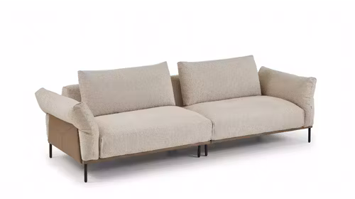 Canapea liniara Zanotti cu 4 locuri, Textil/Piele Beige