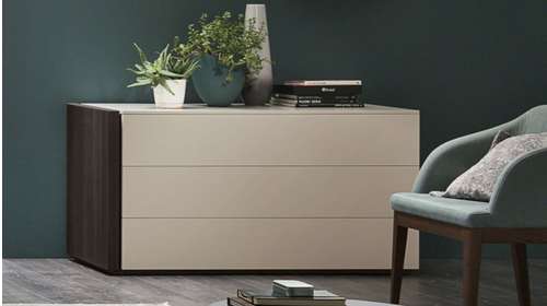 Comoda Capitol 3 sertare Madreperla + Rovere Moka