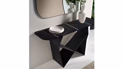 Consola Delfi Ceramica Glossy Sahara Noir + Base Nero