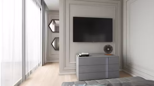 Comoda Riva 3 sertare Nobilitato Calce + Alluminio Opaco