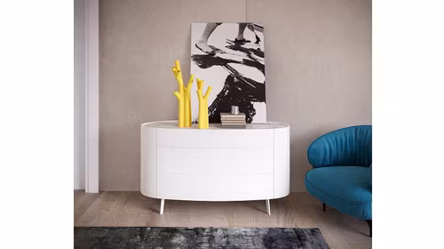 Comoda Stoccolma 3 sertare Bianco Neve Opaco/Nobilitato Carrara