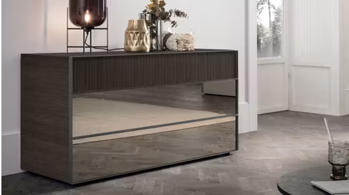 Comoda Vinci Reeded Mocha Oak/Bronzed Mirror
