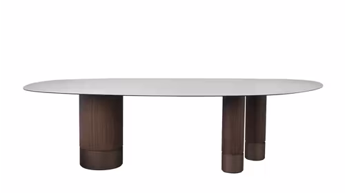 Masa Corelli Ceramica 260x118cm – Blat Ceramic Premium, Structura Metal Bronze + Lemn Walnut, Design Modern pentru Living si Dining