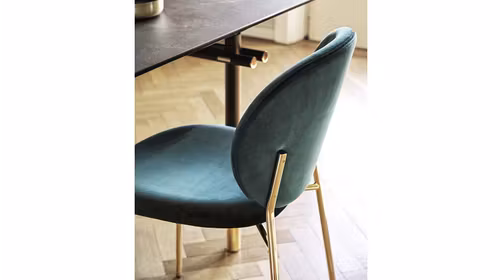Scaun Inès textil Polished Brass/Forest Green