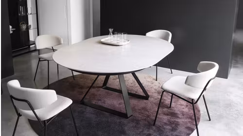 Masa rotunda extensibila Atlante Matt Black/Salt White 127(177) cm