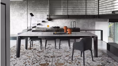Masa extensibila Abrey Matt Black/ Silk White Marble 220 (280) cm