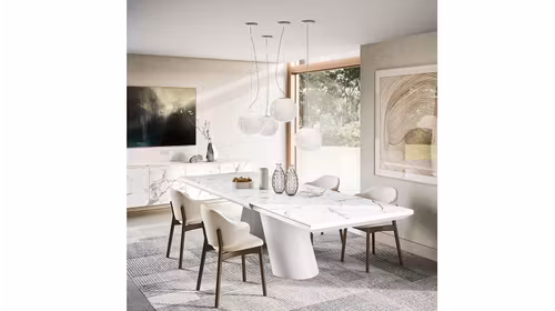 Masa extensibila Apian Plus Matt Optic White/Silk White Marble 200(300) cm
