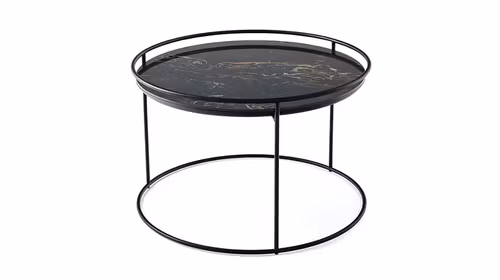 Masuta de cafea Atollo Matt Black/Calacatta Black Marble 62.5 cm