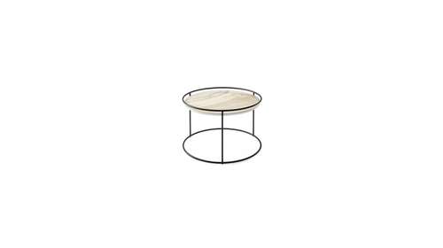 Masuta de cafea Atollo Matt Black/Golden Onyx Marble 62.5 cm