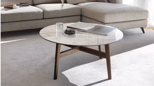 Masuta de cafea Abrey Canaletto Walnut/White Marble
