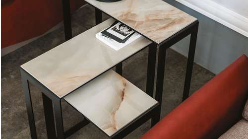 Set 3 masute de cafea Kitano Black/Alabastro