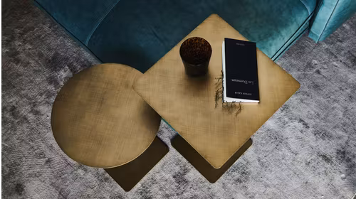 Masuta de cafea patrata Step Brushed Brass