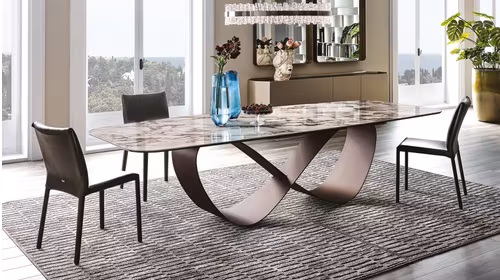 Masa Butterfly Keramik Titanium/Breccia 240x120