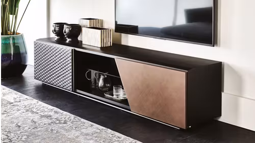 Comoda TV Aston Piele Black/Brushed Bronze