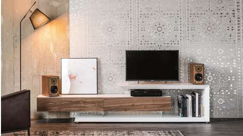 Comoda TV Link White/Walnut Canaletto