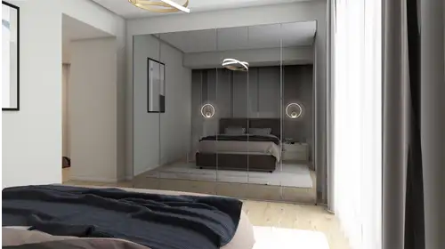 Dressing Cristal batant Piombo Opaco + sticla Specchio Fume + manere Incasso