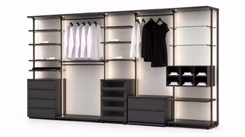 Dressing deschis Piombo Opaco + London Opaco + Vetro Transparente, 462 cm, produs expus, cu design modern.