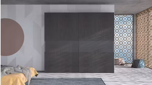Dressing Poker Glisant Metal Smoke Matt Titanio Piombo, cu usi glisante si design modern pentru dormitor.