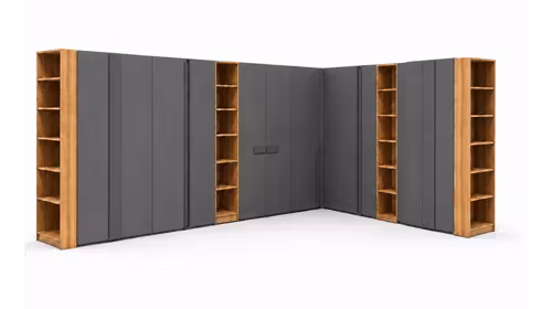 Dressing Uno Piombo Opaco + Rovere Nodato + Maner London Opaco, produs expus, cu design modern.