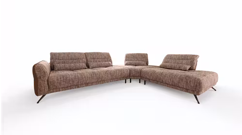 Canapea de colt cu sezlong Ernesto textil Vannes Brown, dreapta