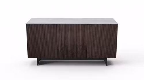 Bufet Estacio cu top din ceramica KL-351, blat de sticla, structura Walnut Veneer si finisaj Bronze N6.