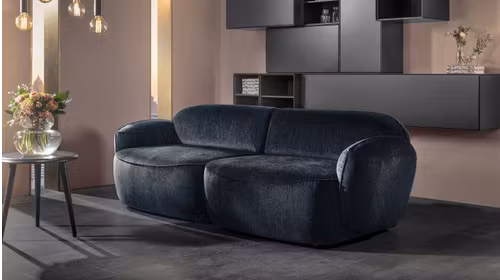 Canapea liniara Bubble Nomi Midnight Blue cu 2 locuri, tapitata in material textil albastru inchis, cu design modern pentru living.