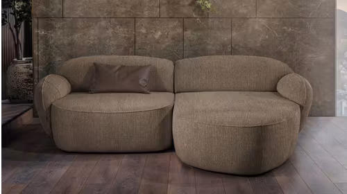 Canapea de colt 2 locuri cu sezlong Bubble Nomi Beige, dreapta