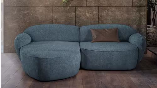 Canapea de colt Bubble Nomi Ocean, varianta stanga, cu sezlong, tapiterie textila ocean si design modern pentru living.