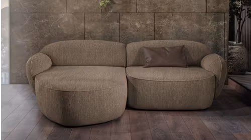 Canapea de colt 2 locuri cu sezlong Bubble Nomi Beige, stanga