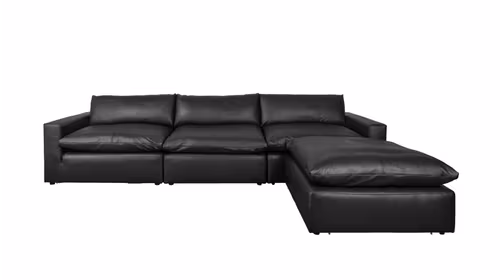 Canapea de colt reversibila cu taburet Moonlight Piele Fantasy Black