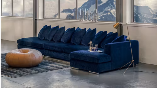 Canapea de colt cu divan Paso Doble Night Eros Midnight Blue, dreapta