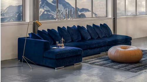 Canapea de colt cu divan Paso Doble Night Eros Midnight Blue, stanga