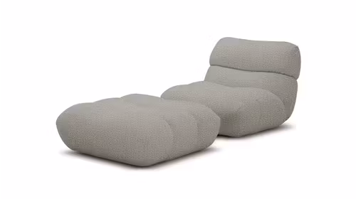 Fotoliu cu Pouf Salviano textil Lily Grey