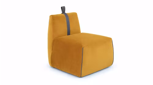 Fotoliu fara brate Gaia textil Brezza Yellow + curea piele Le Mans Grey