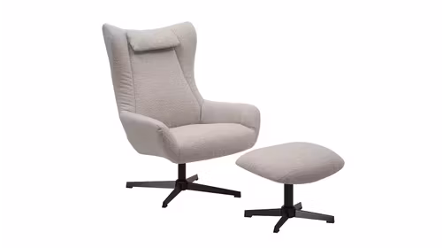 Fotoliu rotativ + Pouf Mars textil Beige