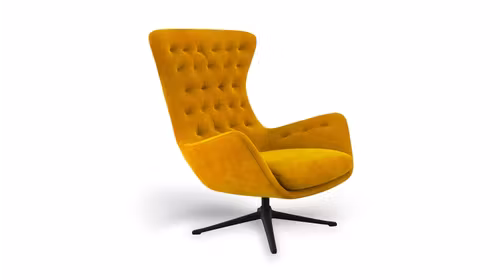 Fotoliu Rotativ Sini Super Velvet Warm Yellow