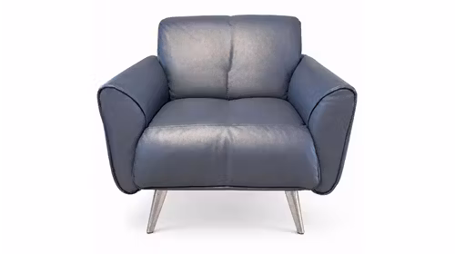 Fotoliu Talento piele Le Mans gri, produs expus, cu tapiterie naturala si picioare Glazed Nickel.