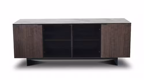 Bufet Gaudi cu top din ceramica KL-355, blat de sticla, structura Walnut Veneer si detalii metalice Bronze.