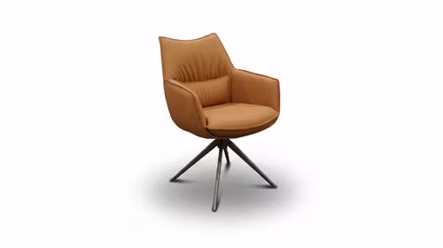 Scaun rotativ Cera tapitat in piele MDL-12, cu structura metalica in finisaj Brushed Bronze si design modern.