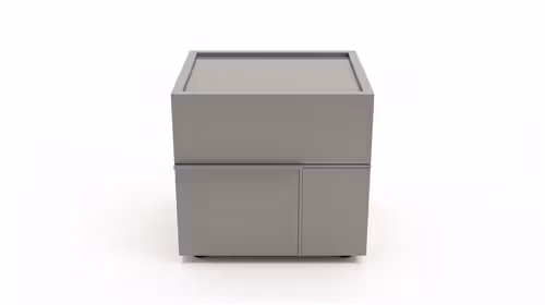 Noptiera Hashtag Arena cu 2 sertare, finisaj Arena si top Cemento Cava, cu design modern si linii geometrice contrastante.