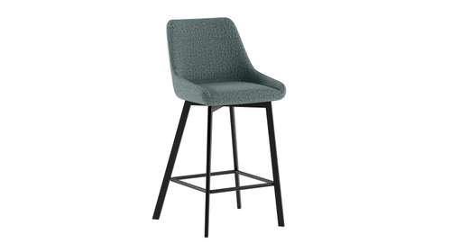 Scaun de bar Fox Aquamarin cu sezut tapitat in stofa rust si picioare metalice negre, design modern si confortabil