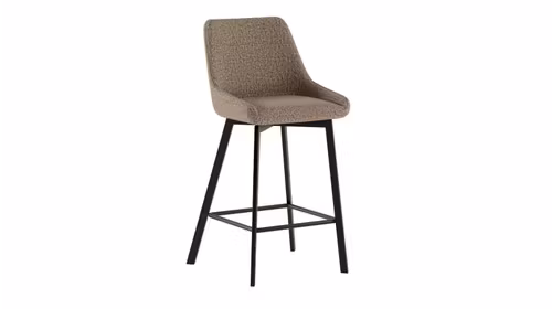 Scaun de bar Fox Beige cu sezut tapitat in stofa rust si picioare metalice negre, design modern si confortabil
