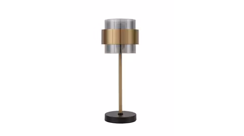 Lampa moderna Sianna cu finisaj brass gold si sticla smoky