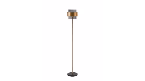 Lampadar modern Sianna cu finisaj brass gold si sticla smoky